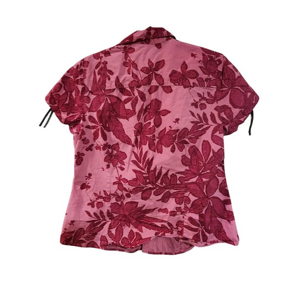 Izod Womens Red Floral Button-Up Shirt Size L - Picture 2 of 3